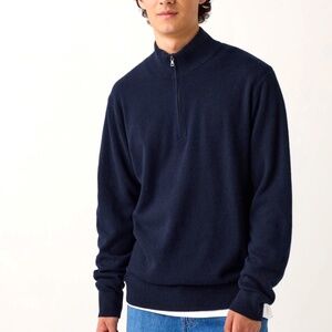 Uniqlo Cashmere Half-Zip Sweater Medium Navy Blue
